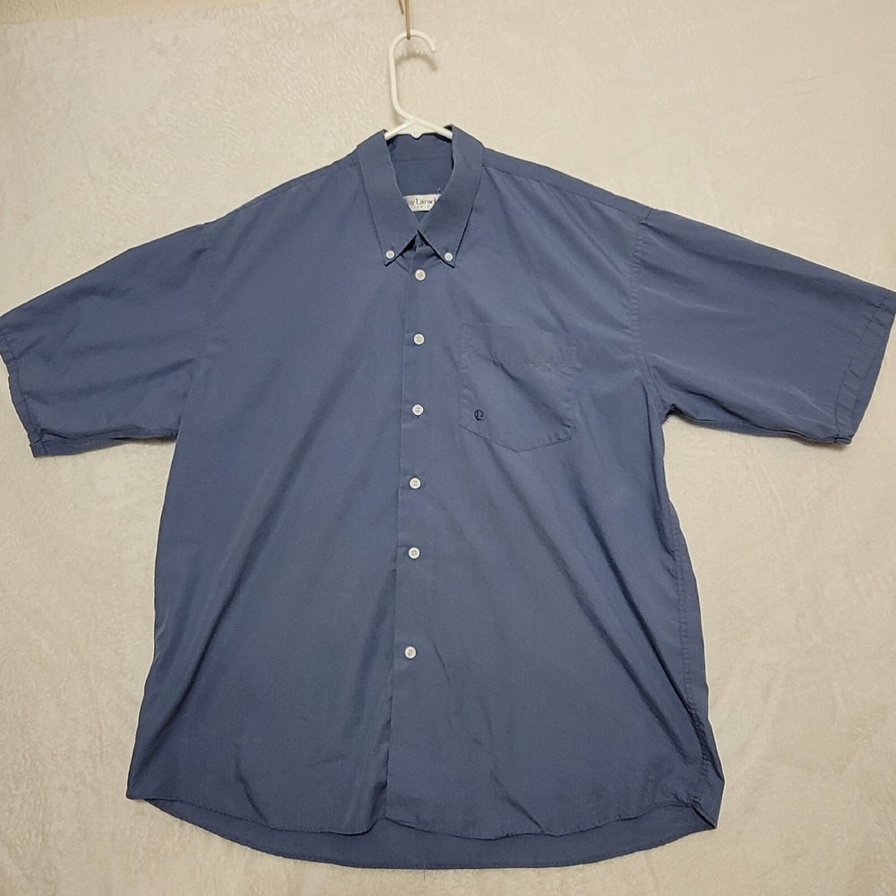 Guy Laroche Men's Shirt Size 2XL XXL Blue Button Up Short Sleeve Casual